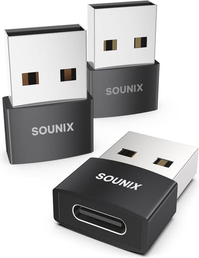Sounix USB-A naar USB-C Adapter - Set van 3 stuks - Converter - Zwart