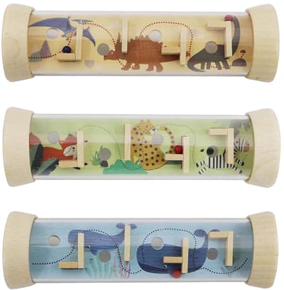 Lobbes houten doolhof buis behendigheidsspel met dierenprint.