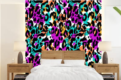 Behang - Fotobehang Regenboog - Panter - Patronen - Breedte 220 cm x hoogte 240 cm