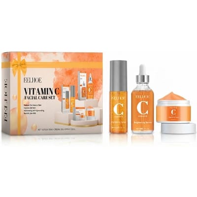 EELHOE Set de Soin Visage à la Vitamine C – Votre Routine Essentielle pour un Éclat Quotidien 1set(3pcs)