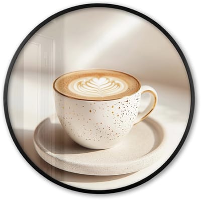 Poster in lijst Rond - Fotolijst 60x60 cm - Posters - Cappuccino - Schuim - Schotel - Beige - Ronde posterlijst zwart - Decoratie - Wanddecoratie woonkamer - Muurdecoratie slaapkamer