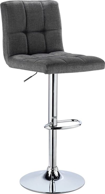 Barkruk Leo Industrial Donkergrijs - Barkrukken set van 1 - Barstoel Kruk - Barstoelen met rugleuning - Keukenstoel - In hoogte verstelbaar - Linnen