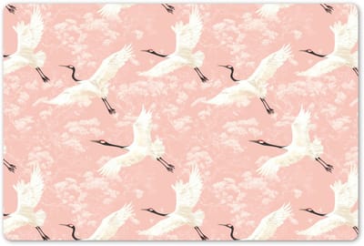 Placemats 45x30 cm - Placemat kunststof - 1 stuk - Kraanvogels - Bloesem - Roze - Borden onderleggers - Decoratie voor op tafel - Keuken tafeldecoratie accessoires - Vinyl onderlegger - Tafelversiering