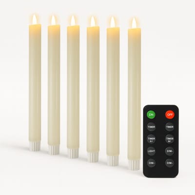 FlinQ LED Dinerkaarsen met Bewegende Vlam - Nep Kaarsen met Flikkerende Vlam - Inclusief Afstandsbediening met Timer En Dimfunctie - 6 Stuks - Wit