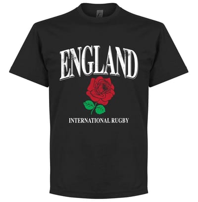 England Rose International Rugby T-Shirt - Zwart  - XL