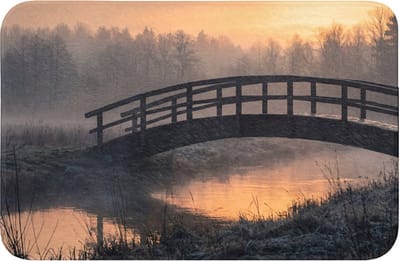 Badmat 60x40 cm - Antislip - Brug - Mist - Bomen - Water - Badmatten voor badkamer - Badkamermat - Douchemat - Badkamer mat