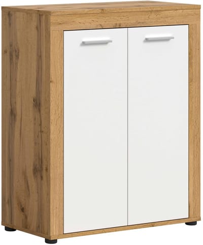 Jam garderobekast schoenenkast wit melamine Wotan eiken NB - 35x80x95cm