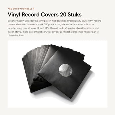 Dailygoods - Vinyl Record Covers - 20 Stuks - Sterk en Antistatisch - 12 Inch - 350Gsm Karton - Bescherming voor Platen - Voor Vinylverzamelaars - Zwa...