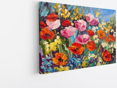 Saammp Canvas Schilderij - Expressieve Bloemen - Natuur - Abstract - 45x30 - Foto op canvas - Wanddecoratie - Muurdecoratie Woonkamer - Kantoor Decoratie