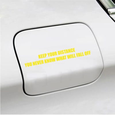 Bumpersticker - Keep Your Distance - 3,5 X 24,4 - Geel