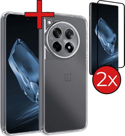 Hoesje - Met 2x Screenprotector - Geschikt voor OnePlus 12R - Sterk & Shockproof - Telefoon Hoes - Back Cover - Siliconen Case - Telefoonhoes - Transparant