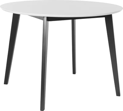 Cody|Ronde Eettafel 105 cm 4 plaatsen in Wit MDF Grenen Frame Zwart