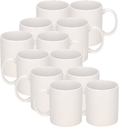 12x Onbedrukte witte mokken 300 ml - blanco koffiemok