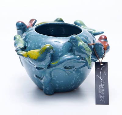 Vaas - Villa Pottery - Decoratie - Woondecoratie - porselein - waterdicht - Chico 1_2 Blue