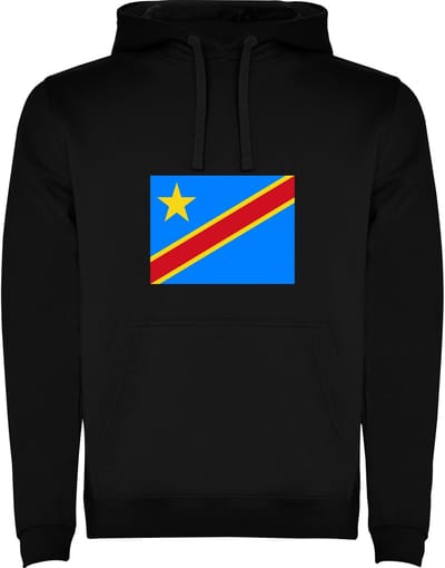 Zwarte Hoodie met Wereldse vlag land Congo Full Color Maat M