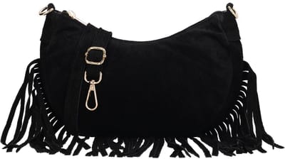 Charm London Elisa Schoudertas - Crossbody - Suède - Leer - Tas - Leren Dames Tas - Zwart