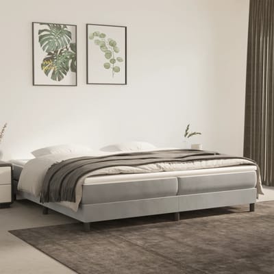 vidaXL - Boxspring - bed - 200x200 - cm - fluweel - lichtgrijs