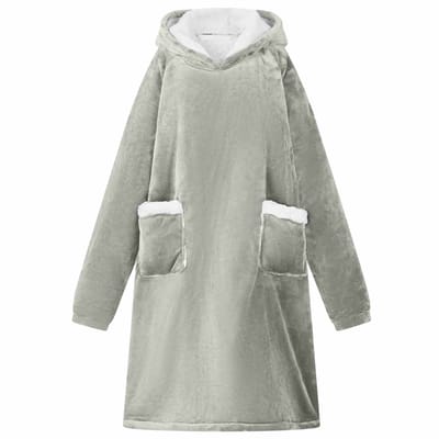 vidaXL Deken hoodie Grijs M Fleece en Flanel