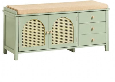 LUMÉ STORE Schoenenbank - Schoenenkast - Halbank - Schoenenrek - Verstelbare Plank - 150kg - MDF - 100x46x34cm - Groen
