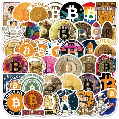 54 Stuks Virtuele Valuta Bitcoin Stickers Cartoon Btc Graffiti Decoratie Creatieve Decoratieve Bagage Koelkast Etui white