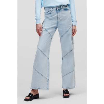 Karl Lagerfeld Wide Leg Denim Pants Light Blue Denim Taglia: W30 | Pantaloni Outlet | Donna | Blu