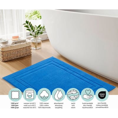 DoubleDry Hotel Badmat 50 x 80 cm – 100% Katoen – Zacht en Absorberend – Klassiek Blauw
