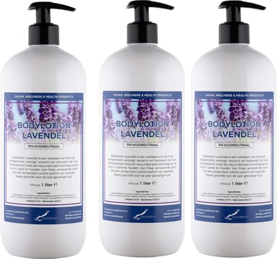 Bodylotion Lavendel 1 liter - met gratis pomp - set van 3 stuks