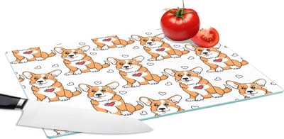 Glazen Snijplank - 39x28 - Hond - Hart - Patronen - Jongen - Snijplanken Glas