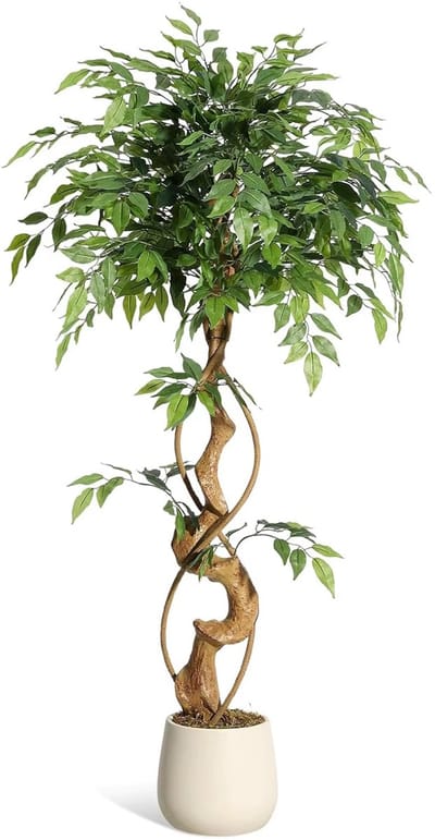 VIEMAE Kunstplant - Kunstplant voor binnen en buiten - Kunstplant met witte pot - Kunstboom - Ficus - Zijde kunstplant - 120cm