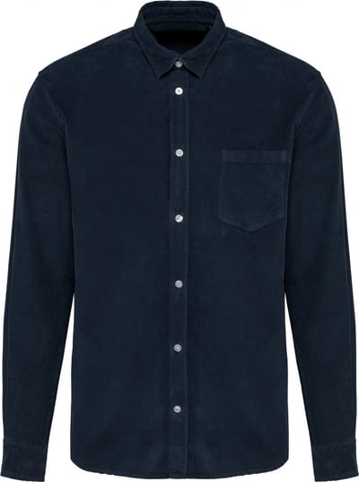 Kariban Heren overhemd met lange mouwen in ribfluweel K599 - Washed dark navy - 3XL