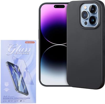 Silicone Hoesje Geschikt voor: iPhone 14 - Soft Silicone - Zwart - + 2X Tempered Glass Screenprotector - ZT Accessoires