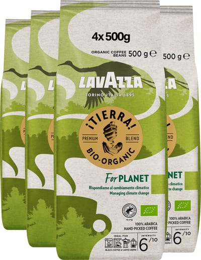 Lavazza Tierra for Planet Koffiebonen - Biologische 100% Arabica Koffie Bonen - Intensiteit 6/10 - 4 x 500 gram - NL-BIO-01