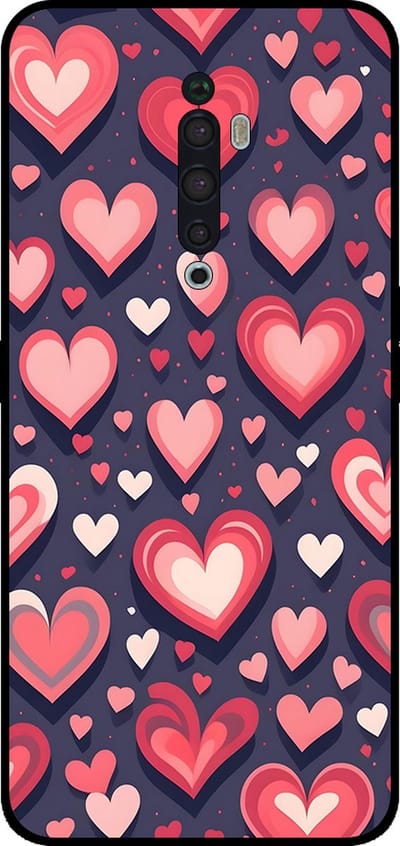 Smartphonica Telefoonhoesje Geschikt voor Oppo Reno 2Z met Hartjes Opdruk - TPU Backcover Case With Heart Design geschikt voor Oppo Reno2 Z