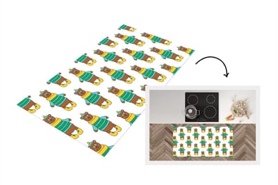 Keukenloper - Loper keuken - Knuffel - Beer - Patronen - 120x60 cm - Keukenloper vinyl
