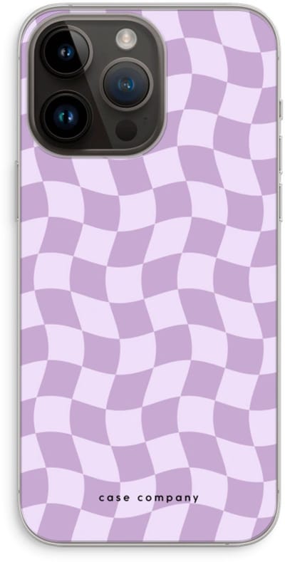 Case Company® - Hoesje geschikt voor iPhone 14 Pro Max hoesje - Grid Paars - Soft Cover Telefoonhoesje - Bescherming aan alle Kanten en Schermrand