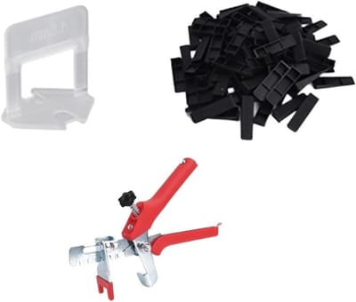 Tegel Leveling Systeem - Tegel afstandhouders - Vlakke Tegels Leggen - Snelle Vlakheid Aanpassing - 300 Clips 100 Wiggen