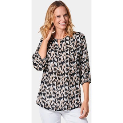 Gedessineerde blouse - zwart / wit / beige / gedess. - Gr. 38 van Goldner Fashion