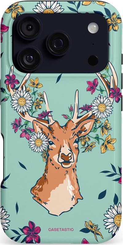 Casetastic hoesje geschikt voor Apple iPhone 17 Pro - MagSafe - Dubbellaagse bescherming - Gewei bloesem - Fashion Case - Mintgroen Zilver Petrol Taupe