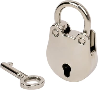 Mini decoratieve hangslot met sleutel | 3,8 x 2,5 x 1 cm | Zilver | Veiligheid, Decoratie, Cadeauidee