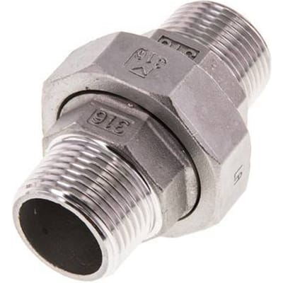 R 1'' RVS Borstnippel 3-delig met Conische afdichting 16 Bar - FL2S-M-SH-100R-C