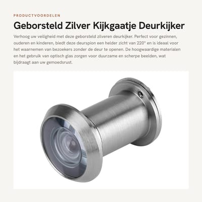 Dailygoods- Deurkijker 220° Groothoek - Optisch Glas - Veiligheid - Privacykap - Hoogwaardig Kopermateriaal - Duurzaam - Deurspegel