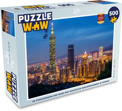 Puzzel De stadshorizon van Taipei met Aziatische wolkenkrabber in Taiwan - Legpuzzel - Puzzel 500 stukjes