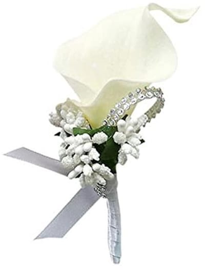 Boutonnière Kunstboeket met Strass Broche - Handgemaakte Reverssbloem voor Bruiloft Accessoires