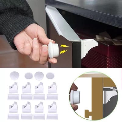 Magneet Kinderslot- Beveiliging set - Slot voor kasten & deuren- Zelfklevend - 4 stuks + 1 magneetsleutel
