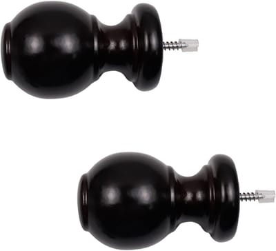 Gordijnstok Eindstukken Houten Bolvormige Finials Koffiekleur 28x80mm (2 stuks) - M5 Draad