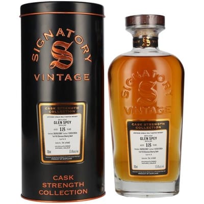 Ondertekenaar Vintage Signatory Vintage GLEN SPEY 18 Years Old 1st Fill Oloroso Cask Strength #4 2007 57,4% Vol. 0,7l in Tinbox