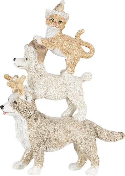 Clayre & Eef Beeld Dieren 12x4x17 cm Grijs Beige Kunststof Dieren