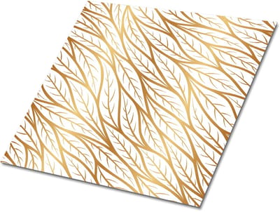 Tulup PVC Tegels - Gouden Bladeren Vinyl Tegels - 30 cm x 30 cm - Gouden Zelfklevende Vinyltegels - Set van 9 - Zelfklevende PVC Tegels - Geometrisch Plaktegels - Vloer Tegels PVC - Plaktegels keuken en Badkamer