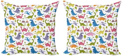 ABAKUHAUS Dino Kussenhoezen Set – Dubbelzijdig bedrukt – 40x40 cm – Multicolor