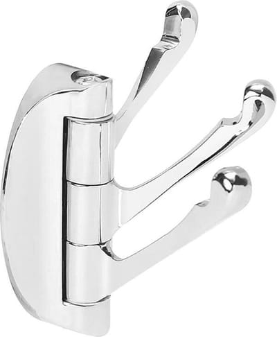 QUVIO Handdoekhaakjes - Wandhaak - Handdoekhouder - 3 haken - Verstelbare haakjes - RVS - Zilver - 3 x 9,6 x 11 cm (lxbxh)